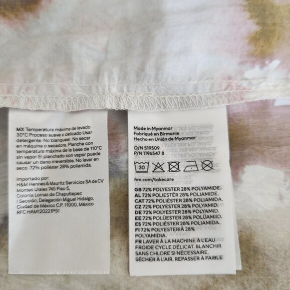 H&M Size XL Long Sleeve Lightweight Tie Dye Multicolor Boho Mini Dress - Picture 7 of 7